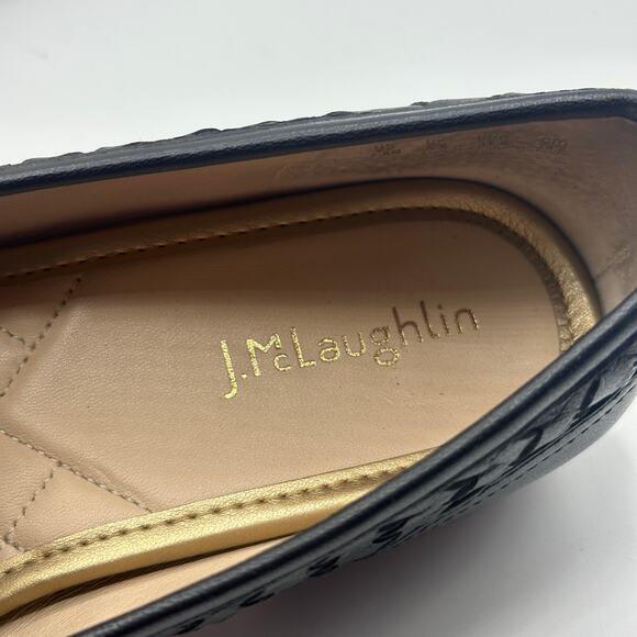 J. MCLAUGHLIN Dillon Basket Weave Woven Leather Horsebit Loafer Black Sz 7.5 - Picture 8 of 8
